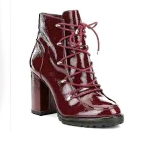 Gianni Bini Women's Patent leather Burgundy Lace-Up Ankle Boots_11